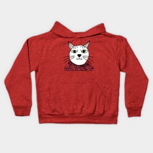 Portrait of Red Sweater Cat Kids Hoodie